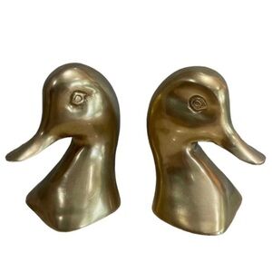 1970s Antique PENCO Brass Duckhead Busts Bookends